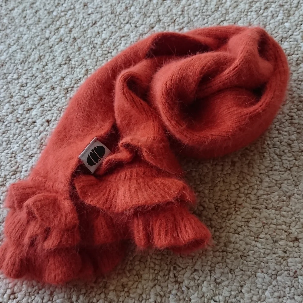 C.C orange color Ruffled angora Scarf